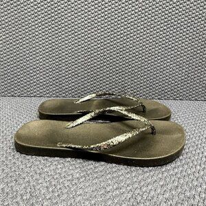 Unbranded Black Sparkle Flip flops Women Size 9-10.